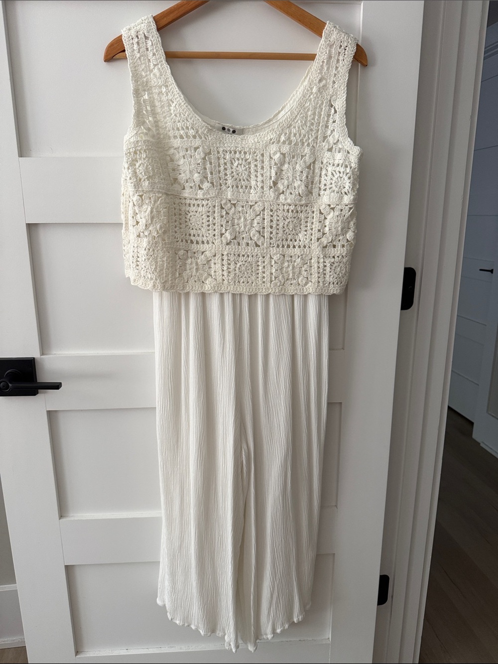 Three Dots | Crochet Jumpsuit | White | XS